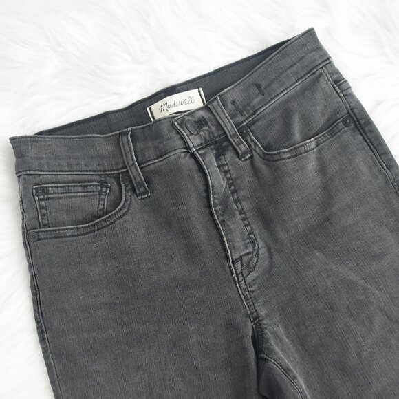 Madewell 9" Mid-rise Skinny Frayed Hem Dark Charcoal Gray Size 26 - Picture 6 of 9